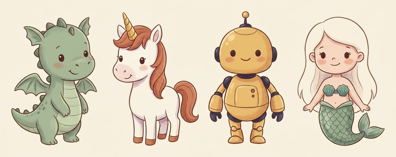Un dragon, une licorne, un robot et une sirène : quatre héros pour les histoires du soir